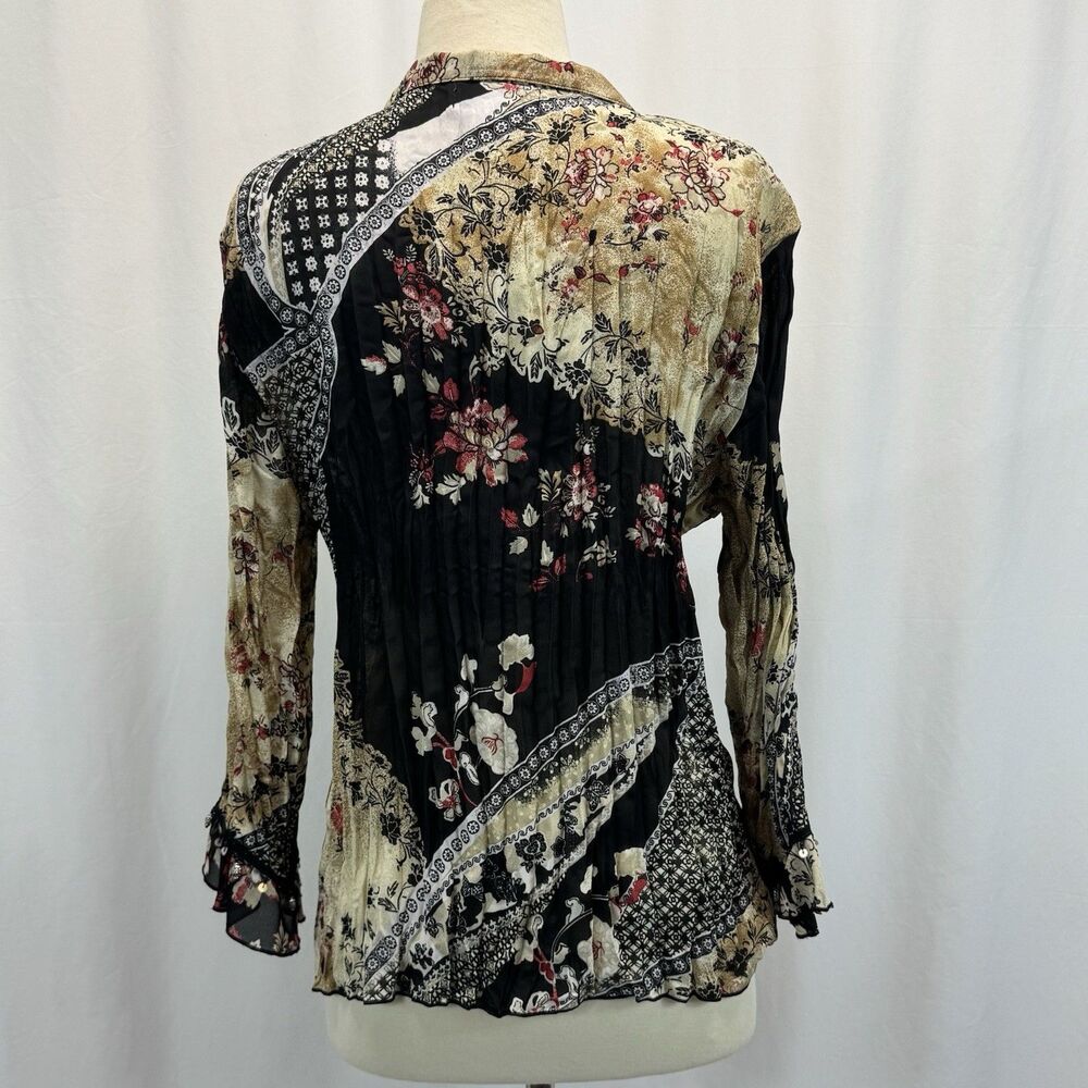 Boho Floral Patchwork Blouse Shirt L Paisley Boho Festival Western Art Flowy - Picture 9 of 13